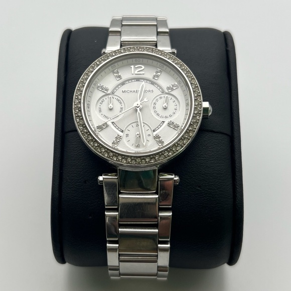 MICHAEL KORS MK5615 Silver Watch with Crystals Working & 3 Extra Links - Picture 4 of 7